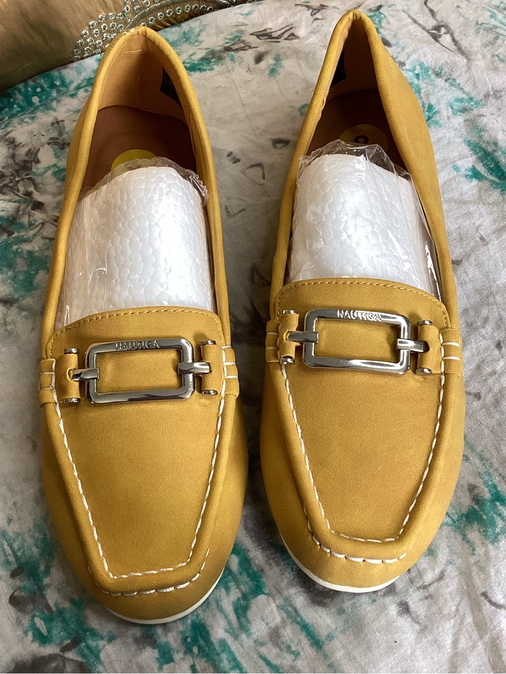 Nautica Mustard Yellow Slip-On Loafers with Silver Buckle 8